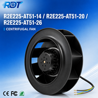 Ventilateur centrifuge AC pour armoire d'onduleur VFD R2E225-AT51-20 230VAC 225mm à pales courbées vers l'arrière pour ventilation de convertisseur de fréquence