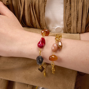 Fashion Beaded Bracelet Gold Chain Resin Stones <b>Toggle</b> Clasp Women's Jewelry Gift - Product Image 3