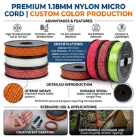 Paracorde Micro en Gros 1,18 mm 125FT 100LB Résistance à la Traction en Nylon Couleurs Personnalisées pour Sacs et Vêtements Projets Artisanaux DIY