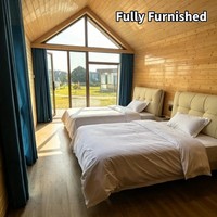Maisonnette préfabriquée modulaire personnalisée, structure biomimétique en panneaux sandwich d'acier imperméables, villa moderne, cabane de glamping portable