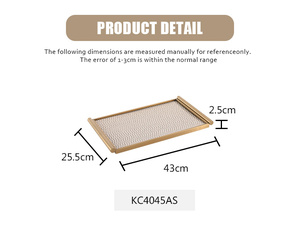 Kimdecor bán buôn sang trọng hiện đại S/S thép & Veneer & MDF trang trí nội thất khay chải vàng hình chữ nhật phục vụ khay - Product Image 5