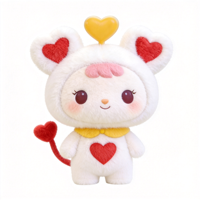 Peluche Mascotte Personnalisée avec Queue Décorée de Cœur Rouge, Jouets en Peluche Personnalisés, Fabricant de Peluches sur Mesure