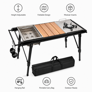 <span class=keywords><strong>Mesa</strong></span> de Cocina Modular Portátil, Altura Ajustable, de Aluminio y Acero Inoxidable, <span class=keywords><strong>Mesa</strong></span> Plegable Táctica IGT para Camping, Barbacoa y Cocina - Product Image 5