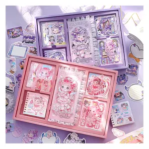 Simno Cute Kawaii Girls Memo Pad Sticker Notebook Scrapbook Kit Cartoon Journal Gift Set
