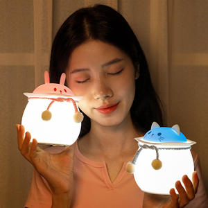 Stock de produits créatifs en caoutchouc LED veilleuse intelligente pour robinet d'ambiance en lapin rose chat bleu abeille jaune avec activation vocale - Product Image 2
