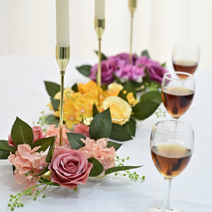 Couronne de bougies de style européen avec <span class=keywords><strong>roses</strong></span> artificielles vertes de 20 cm, décoration de fenêtre et de table pour le Nouvel An et les mariages, vente directe d'usine - Product Image 3