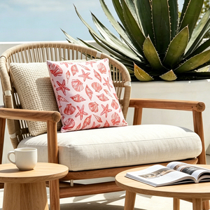 Housse de coussin décorative à imprimé étoile de mer rose, 100% polyester, housse de coussin douce pour canapé, décoration nautique et côtière - Product Image 3