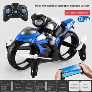 AiJH Jouet Moto Volante Télécommandée 2-en-1 : Quadricoptère Amphibie Terre et Air - Product Image 1