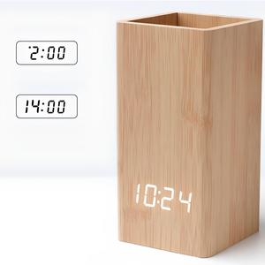 Bằng gỗ nhiệt độ kỹ thuật số chủ bút đồng hồ báo thức không tốn kém LED bảng đồng hồ - Product Image 4