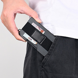Minimalista RFID Anti-Roubo ID <span class=keywords><strong>Card</strong></span> Holder Business <span class=keywords><strong>Mens</strong></span> Coin Storage <span class=keywords><strong>Wallet</strong></span> com Carabiner Umbrella Rope Alumínio Acessório - Product Image 4