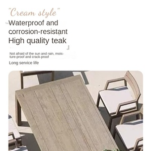 โต๊ะและเก้าอี้ไม้สักสำหรับพักผ่อนกลางแจ้ง กันน้ำ กันแดด เหมาะสำหรับสวน วิลล่า ระเบียง ห้องอาบแดด ไม้กันสนิม - Product Image 3