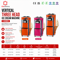 Machine à glace molle commerciale sur pied, 3 saveurs, pour yaourt glacé, colorée, fabrication OEM