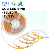 Tira de Luz LED COB de 10W, 12V 24V, 480LEDs/m, 5M/10M, 6000K, Blanco Frío, Flexible, para Techo