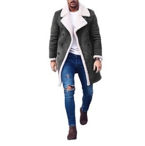 Trench invernale da <span class=keywords><strong>uomo</strong></span> <span class=keywords><strong>in</strong></span> lana taglie forti soffice stile lungo <span class=keywords><strong>con</strong></span> risvolto e soprabito caldo <span class=keywords><strong>in</strong></span> pile - Product Image 4