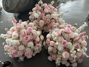 Boule de fleurs artificielles W-D024, fleurs roses, gypsophile, centre de table pour mariage, décorations de table de fête - Product Image 6