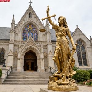 Estatua de la Dama de la Justicia en Bronce Dorado YOUFINE para Decoración de Instituciones y Exteriores - Product Image 5