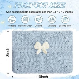 Funda Protectora para Libros <span class=keywords><strong>de</strong></span> Ganchillo Azul con Cierre Magnético, Bolsa Lavable para <span class=keywords><strong>Biblia</strong></span>, Regalo Cristiano para Mujeres Amantes <span class=keywords><strong>de</strong></span> <span class=keywords><strong>la</strong></span> Lectura - Product Image 2