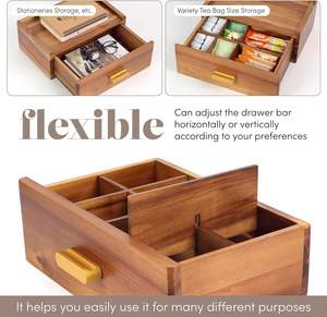 Organizador de Bolsitas de Té de Madera de Acacia Personalizado, Organizadores de Té y Caja de Almacenamiento, Caja de Té para Guardar Bolsitas de Té, Cajón de Almacenamiento, Soporte para Bolsitas de Té - Product Image 4