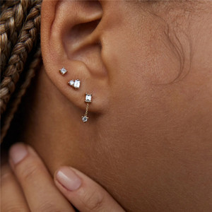 Joyería de Moda CANNER, Juego de 3 Piezas de Aretes de Plata de Ley 925, Lindos Aretes Simples con Forma de Rectángulo y Triángulo para Mujer - Product Image 3