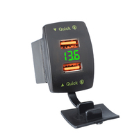 Chargeur de voiture double USB QC3.0 12V/24V, 18W*2, charge rapide, prise intégrée avec voltmètre numérique LED, adaptateur de chargeur de téléphone de voiture