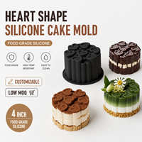 Moule à gâteau en silicone en forme de cœur, 4 pouces, 8 pouces, moule à gâteau antiadhésif, moule à pâtisserie de qualité alimentaire pour mousse, dessert, cheesecake