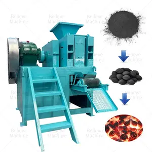 Hot Sale Charcoal Dust Briquette Ball Press Moulding Making Machine Double Rollers Coconut Coal Ball Pressing Maker Machine