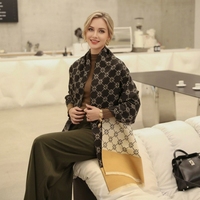 Pashmina de luxe longue en cachemire pour femme, motif à pois imprimé, logo personnalisé, châle chaud d'hiver