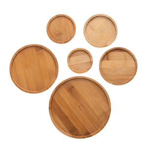 Juego de Bandeja y Plato Redondos de Madera de Color Oscuro Personalizados para Servir Café, Té, Postres y Alimentos - Mecanizado CNC con Electroerosión por Hilo y Perforación - Product Image 1