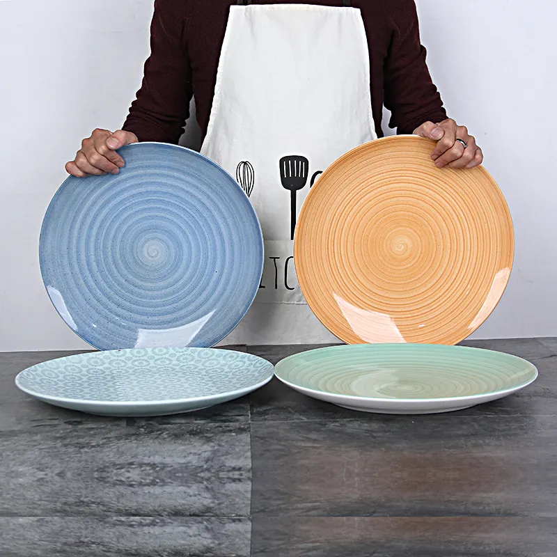Piatto di rotolamento in porcellana stampato ristorante stoviglie in ceramica Fine colorata vassoio per alimenti extra large
