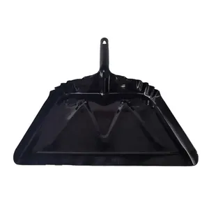 Short Handle Small Black Hand Galvanized Heavy Duty Dust Pan 12-Inch Steel Metal Dustpan