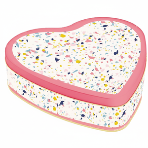 Kontensan 1.9L <b>Confetti</b> Pink Heart-Shaped Metal Tin <b>Box</b> Recyclable 236x236x60 mm Lid Food Grade Square Pattern Biscuits Candies - Product Image 2