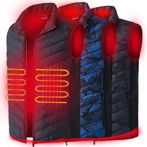 Giubbotto imbottito senza maniche stampato esercito all'ingrosso batteria ricaricabile personalizzata abbigliamento invernale riscaldato all'aperto gilet imbottito da uomo