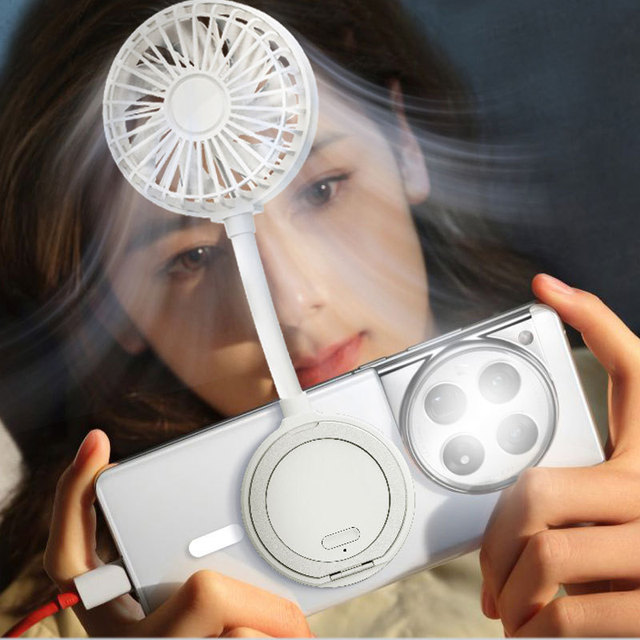 Portable Dual Purpose USB Rechargeable Mini Cooling Fans Mobile Phone Holder Handheld Stand Folding Magnetic Suction Desktop Fan