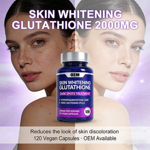 Capsules de L-Glutathion pour éclaircir la peau 2000mg, éclaircissement efficace de la peau, complément végétalien et naturel, 120 capsules/flacon - Product Image 2