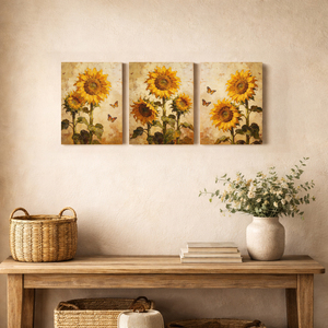 Décoration murale en toile avec motif de tournesol jaune, décorations artistiques, décoration de salle de bain, décoration florale de tournesol - Product Image 3