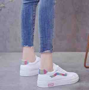 Chaussures en cuir blanc pour femmes, nouvelles chaussures de printemps basiques, décontractées et respirantes, à la mode, été - Product Image 3