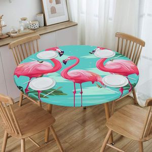 Nuevo estilo Tres flamencos tropicales Mantel Impermeable Borde elástico Interior y exterior 45 "-50" Toallita mediana Cubierta de mesa limpia - Product Image 3