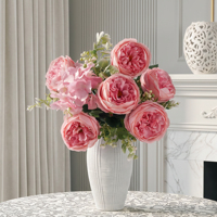 Fleurs artificielles en gros, fleurs jaunes artificielles, rose Austin, décoration de centre de table de mariage
