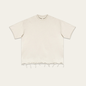 Nouveau T-shirt tendance coupe ample et épaisse en coton lavé 310G, style vintage avec ourlet roulé, coupe ample pour homme, manches courtes, logo personnalisé - Product Image 4