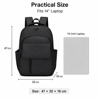 Sac à dos pour ordinateur portable avec logo personnalisé, 14 pouces, résistant à l'eau, sac à dos professionnel pour hommes, sac à dos d'école pour étudiants avec poche pour trolley