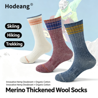 Chaussettes de sport pour hommes en coton biologique, laine mérinos et chanvre, épaisses, déodorantes, respirantes, pour la randonnée, le trekking, le ski