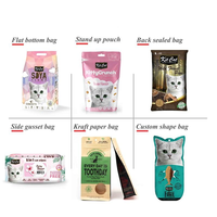 Sacs d'emballage personnalisables, imprimables, en PE de qualité alimentaire, à fond plat avec fermetures éclair, adaptés pour la nourriture pour chiens, la nourriture pour chats et les friandises pour animaux de compagnie.