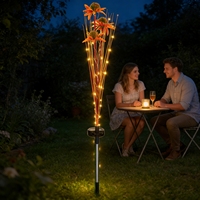 Lampes solaires LED à fleurs artificielles, petites, étanches, pour jardin extérieur, décoratives, pour allée, blanc chaud, haute luminosité, faisceau 360°