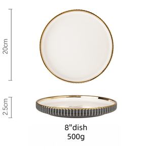 Набор элитной керамической посуды темно-серого цвета в европейском стиле: доступные кофейные чашки и круглые тарелки для дома, стильная сервировка стола - Product Image 5