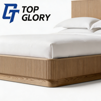 Lit en bois massif de chêne moderne de luxe TG avec rangement et intérieur texturé pour hôtel et appartement