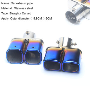 Punta de escape de acero inoxidable universal de doble salida de 63 mm con tinte azul para silenciador de coche - Product Image 3
