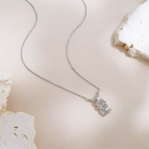 Collar con Colgante de Diamante Cultivado en Laboratorio en Oro Blanco de 18K para Mujer, Diseño de Ala de Mariposa, Corte Elegante, Cadena de Moda, Joyería Fina - Product Image 3