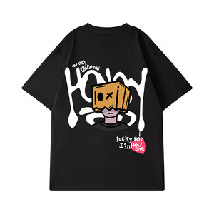 T-<span class=keywords><strong>shirt</strong></span> pour <span class=keywords><strong>homme</strong></span> à manches courtes, coupe ample, col rond, 100% coton, imprimé graffiti hip-hop humoristique noir, marque de mode de rue américaine - Product Image 6