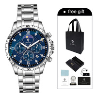 Montre à quartz classique pour homme Gohuos 9809, vente en gros, avec accessoires, résistante à l'eau, en acier inoxydable, avec date luminescente