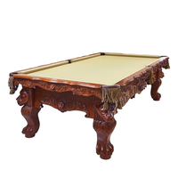 Table de billard et de snooker en ardoise sculptée en bois massif avec tête de lion antique, 8 pieds, 9 pieds